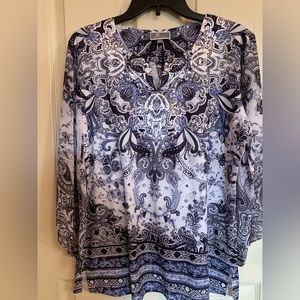 JM Collection Polyester Blue Top